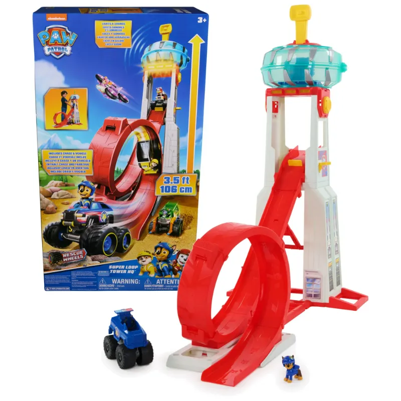 Photo 1 of *Piece Broken?* PAW Patrol: Rescue Wheels Super Loop Tower HQ with Lights, Sounds, Vehicle & Figure