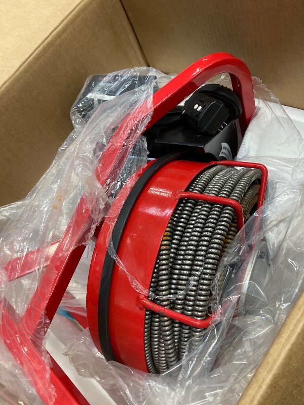 Photo 1 of *PARTS ONLY* *Rusted* VEVOR Drain Cleaner Machine 75FT x 1/2 Inch, Sewer Snake Auger Manual Feed, 370W Electric Drain Cleaning Machine with 4 Cutters & Air-activated Foot Switch for 2" to 4" Pipes