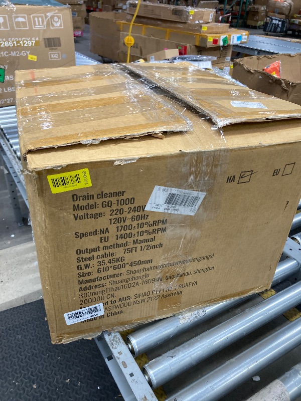 Photo 1 of *PARTS ONLY* *Rusted* VEVOR Drain Cleaner Machine 75FT x 1/2 Inch, Sewer Snake Auger Manual Feed, 370W Electric Drain Cleaning Machine with 4 Cutters & Air-activated Foot Switch for 2" to 4" Pipes