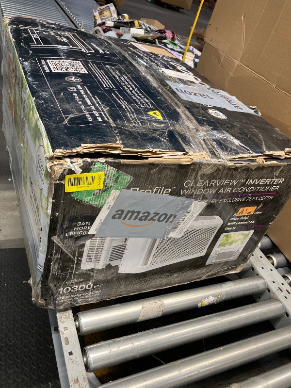 Photo 1 of *Dent on top/Noisy?* GE Profile ClearView Inverter Window Air Conditioner Unit, 10,300 BTU, U-Shaped Adjustable Depth, Energy Efficient Cooling up to 450 sq ft., Ultra Quiet, SMART Home Capable, Includes Remote, White