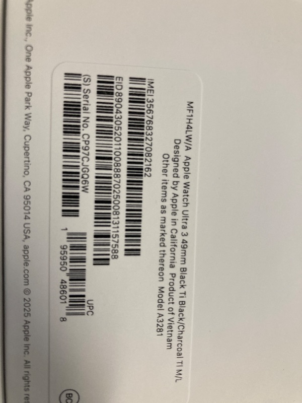 Photo 2 of Apple Watch Ultra 3 [GPS + Cellular 49mm] Running & Multisport Smartwatch w/Rugged Titanium Case w/Black/Charcoal Trail Loop - M/L. Satellite Communications, Advanced Health & Fitness Tracking