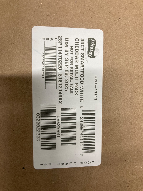 Photo 1 of ***BB SEP/09/2025***Smartfood Popcorn, White Cheddar, 0.625 Ounce (Pack of 40)