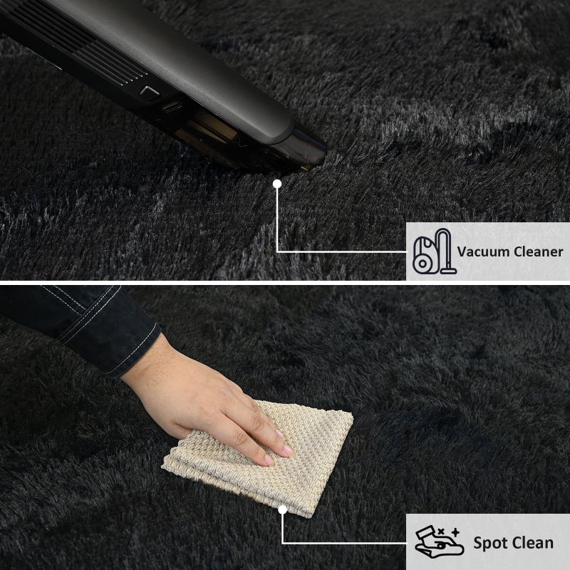 Photo 1 of **reference**Pentantan Shag Area Rugs, 8ft x 10ft Soft Fluffy Indoor Carpet for Living Room Bedroom Decor, Black