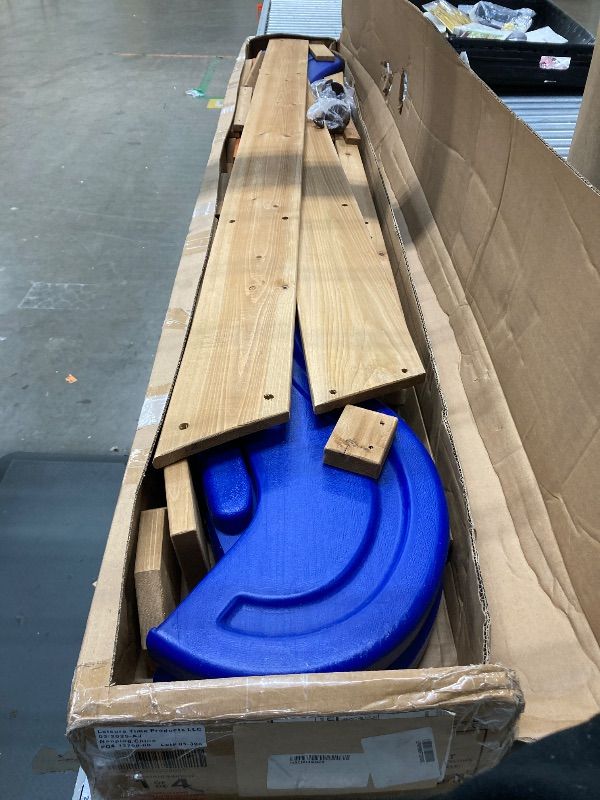 Photo 1 of ***BOX 1 OF 4 ONLY/INCOMPLETE SET***Backyard Discovery Beach Front Cedar Wood Swing Set with Wave Slide, Play Deck, Monkey Bars, Rock Wall Ladder, Shaded Picnic Area, Snack Bar, Belt Swings, Trapeze, Sandbox Area, Outdoor Playset