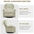 Photo 1 of ***color beish***OUINCH Manual 360° Swivel Rocker Recliner Chair with USB Ports, Faux Leather, Dark 
