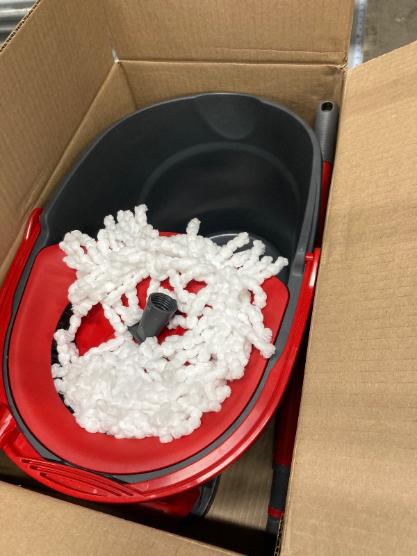 Photo 1 of *the stick is missing***O-Cedar EasyWring Microfiber Spin Mop, Bucket Floor Cleaning System, Red, Gray, Standard