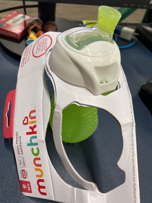 Photo 1 of **blue bottle is missing***Munchkin® Click Lock™ Bite Proof Sippy Cup, 9 Ounce,2 Count (Pack of 1), Plastic, Blue/Green