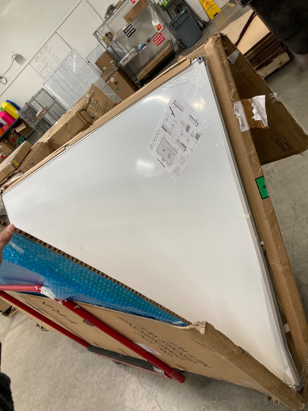 Photo 1 of **DAMAGED CORNER-SEE PICS****JILoffice Large Magnetic White Board, Dry Erase Board 96 x 48 Inch, Silver Aluminum Frame Wall Mounted Board for Office Home and School
