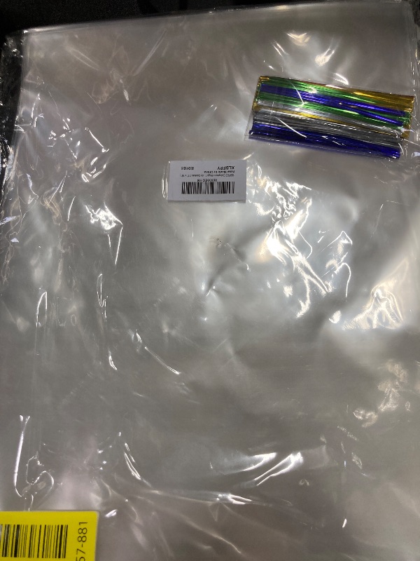 Photo 1 of 100PCS Cellophane Bags 11x14 inches, Clear Treat Bags with 4’’ Twist Ties, Plastic Cello Bags - 1.4 mils Thick OPP Rice Crispy Bags for Gift Goodie Favor Candy Cake Pop Birthday Party Cookies (11’’ x 14’’)