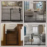Photo 1 of 56.9-65.9" Extra Wide Baby Safety Gate Walk Thru Black Metal Gate