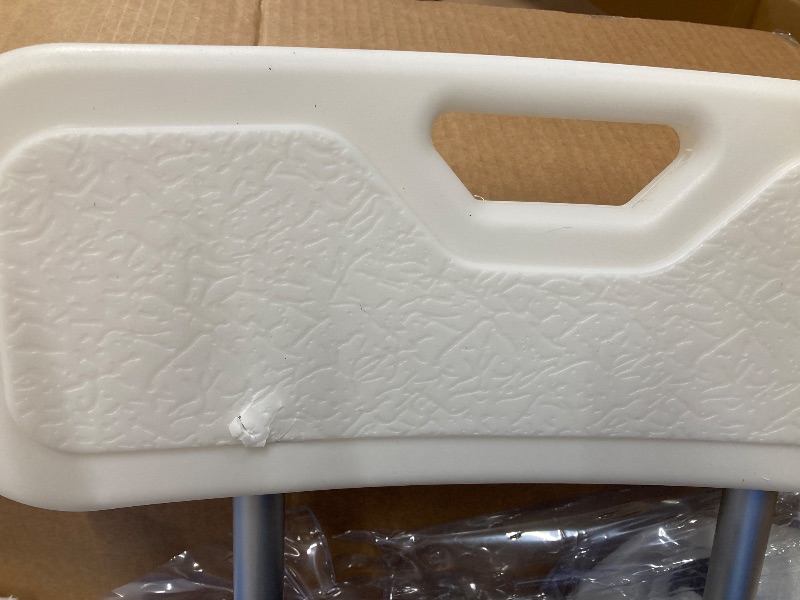 Photo 1 of **BACKREST HAS DAMAGE-SEE PICS**Bluelog Sliding Shower Chair with Padded 360° Swivel Seat, 330lbs Tub Transfer Bench, Non-Slip Arms, Safety Belt, Adjustable Height for Elderly & Disabled Inside Shower