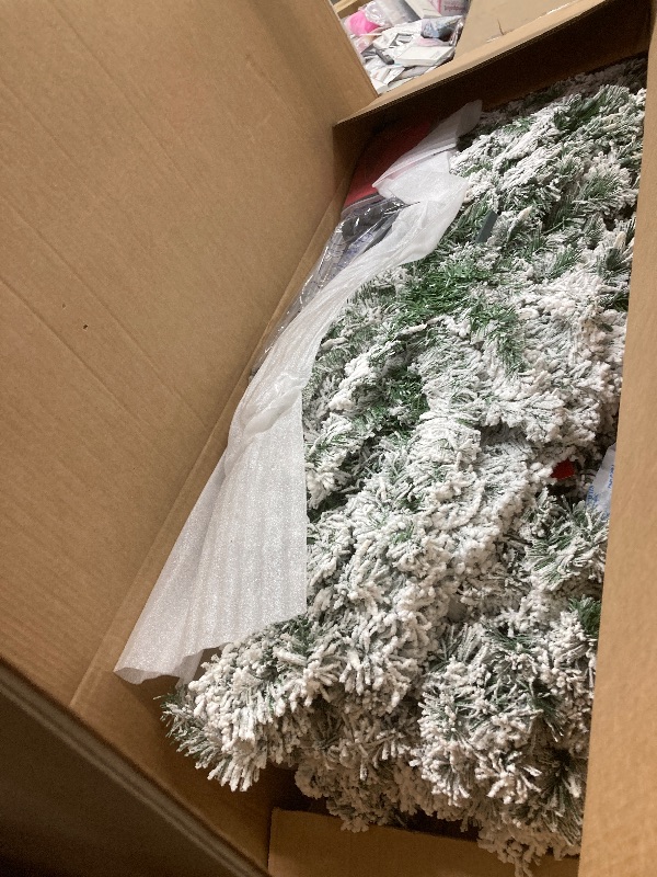 Photo 1 of **SOME LIGHTS DONT WORK***Best Choice Products 7.5ft Pre-Lit Holiday Christmas Pine Tree w/ Snow Flocked Branches, 550 Warm White Lights