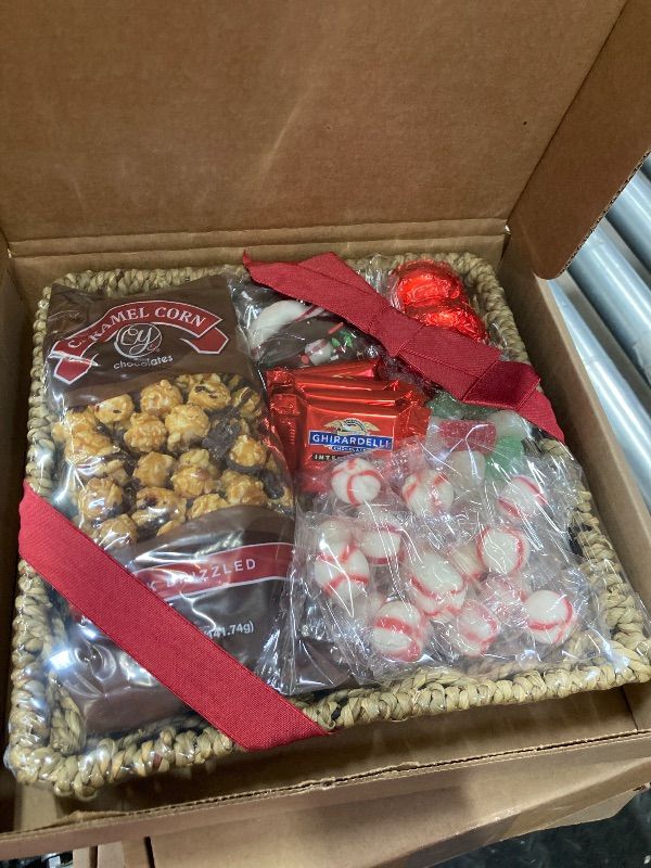Photo 1 of ******NO RETURN******
A Gift Inside Holiday Classic Chocolate, Candy & Crunch Gift Basket With Handmade Chocolates, Ghirardelli, Caramel Corn for Gourmet Christmas Food Gift  (PACK