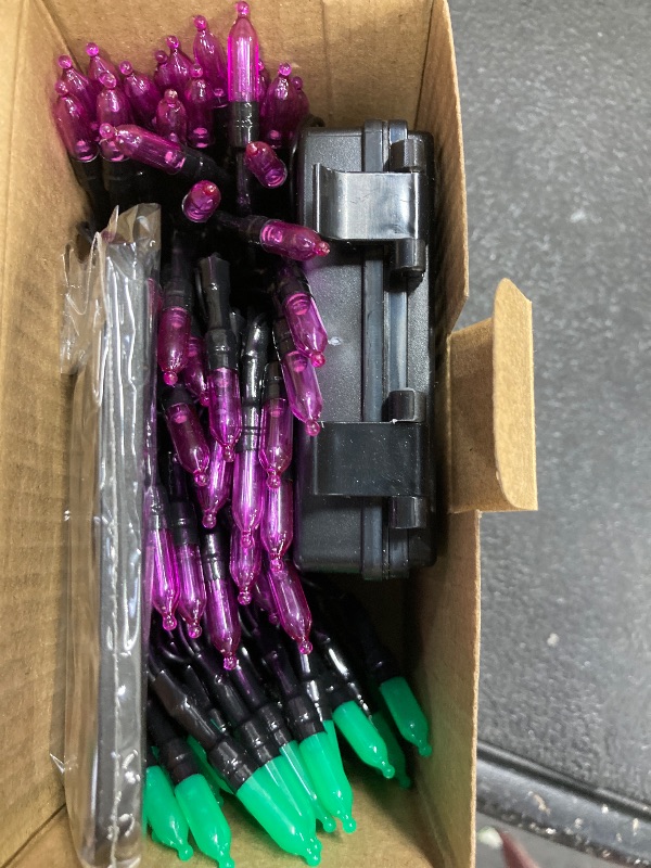 Photo 1 of 100 LED Halloween String Lights with Remote - 33ft Battery Powered Light with Timer, 8 Modes, Waterproof - Creepy Mini Bulb Lighting for Indoor Yard Fence Bedroom Window Decorations - Purple Green