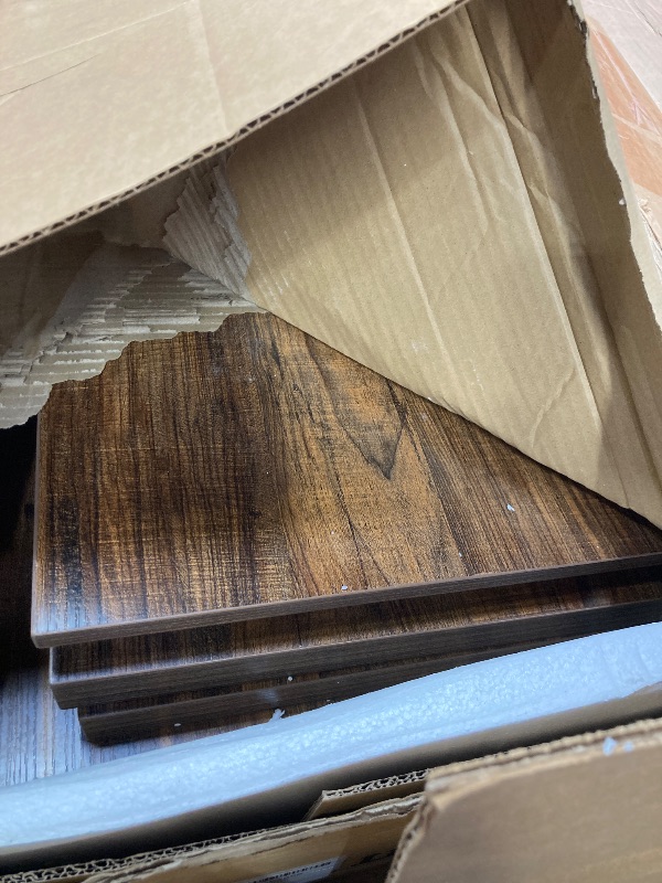 Photo 1 of ******** PARTIAL SET ****** Tribesigns Dining Table for 4-6 People, 62-Inch Rectangular Kitchen Table with Solid Wood Legs, Modern Farmhouse Dinner Table for Dining Room, Kitchen, Living Room, Rustic Brown & Cream White