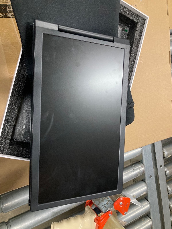 Photo 1 of **MISSING CABLE AND MANUAL/HAS SCRATCH ON SCREEN**HotYeah Triple Laptop Screen Extender, 14" 1080P Dual Portable Extended Monitor, USB-C Travel Monitor w/Kickstand & 360°Rotation, Tri Screen Monitor for 14-17" Laptop, One Cable Connection, Wins Only