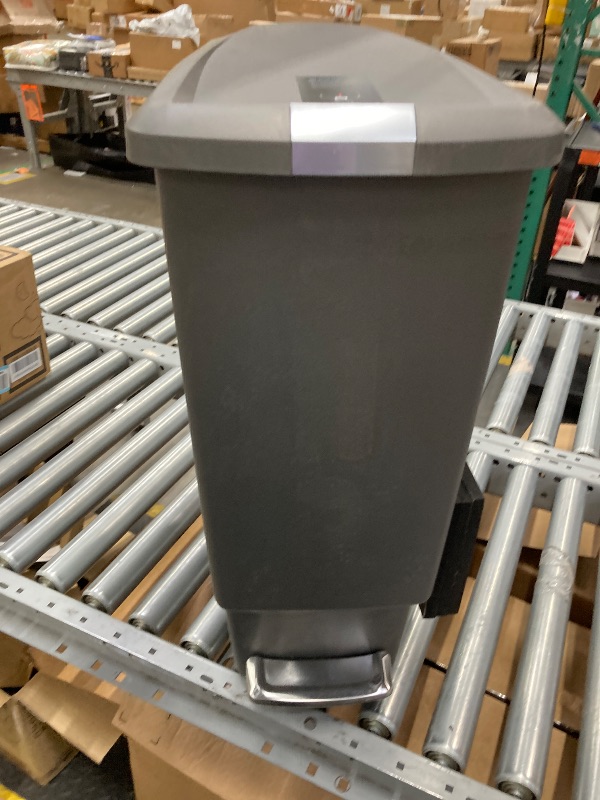 Photo 1 of ***USED&***simplehuman 40 Liter / 10.6 Gallon Slim Kitchen Step Trash Can With Secure Slide Lock, Grey Plastic