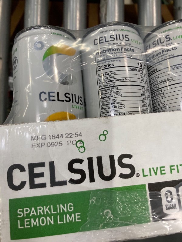 Photo 1 of ***bb 09/2025***CELSIUS Sparkling Lemon Lime, Sugar Free Energy Drink, 12 Fl Oz (Pack of 12)