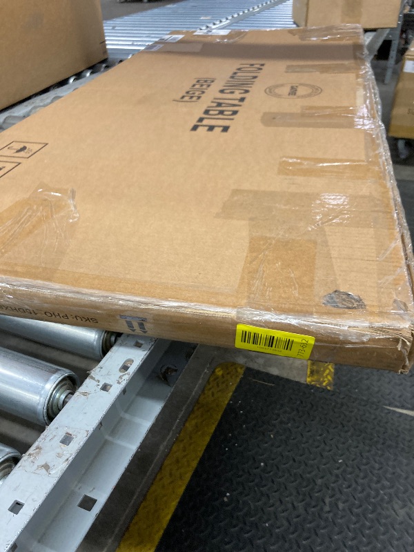 Photo 1 of ***TABLE ONLY**NO CHAIRS***IDEALHOUSE Protable Folding Table and Chairs, 5 Piece Folding Card Table and Chairs Set, Foldable PU Upholstered Table and Chairs Set of 5, for Dining Room, Living Room, Office, Camping, Beige***TABLE ONLY**NO CHAIRS***