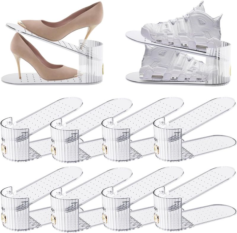 Photo 1 of ***1 IS BROKEN***Shoe Slot Organizer, Adjustable Shoe Slots Organizer for Closet Clear Shoe Stackers Shoe Rack Holder Shoe Space Savers for a Pair of Shoes***1 IS BROKEN***