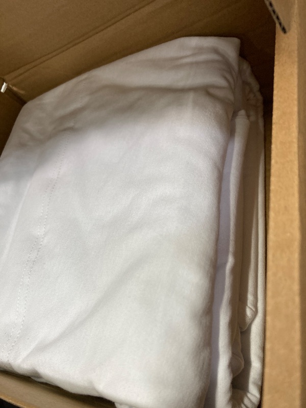 Photo 1 of ***NO FITTED SHEET***Amazon Basics 4 Piece Bed Sheet Set, 100% Cotton Jersey, Includes Super Soft, Flat and Fitted Sheets, Pillowcase, Full, White, Solid***NO FITTED SHEET***