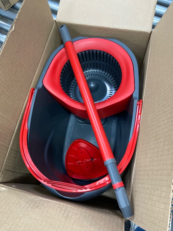 Photo 1 of **MISSING PADS***O-Cedar EasyWring Microfiber Spin Mop, Bucket Floor Cleaning System, Red, Gray, Standard