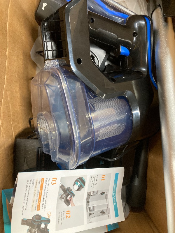Photo 1 of ***PARTS ONLY**HALF OF HANDLE MISSING***INSE Cordless Vacuum Cleaner,6-in-1 Rechargeable Stick Vacuum Lightweight for Carpet Hardfloor Pet Hair Home,N520 Blue***PARTS ONLY**TOO MANY PIECES MISSING***