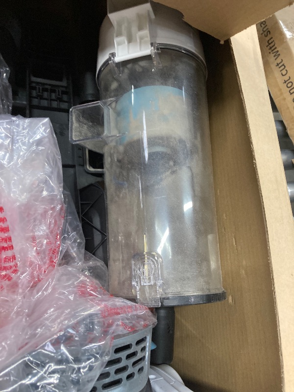 Photo 1 of **NEEDS CLEANING**Amazon Basics Upright Bagless Vacuum Cleaner for Carpet and Hard Floors, With Crevice and Upholstery Tools, Detachable Handle, Lightweight (8.4 lbs), 1.7L Dust Cup, 720W, 25ft Cord, Black/White