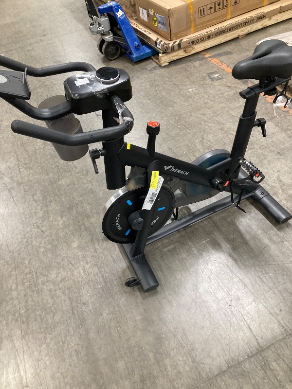Photo 1 of ***DAMAGE -SELLING AS PARTS ONLY*** MERACH Exercise Bike Magnetic Home Stationary Bike with Free App Quiet Indoor Cycling Bike with 300lbs Weight Capacity Dumbbell Rack