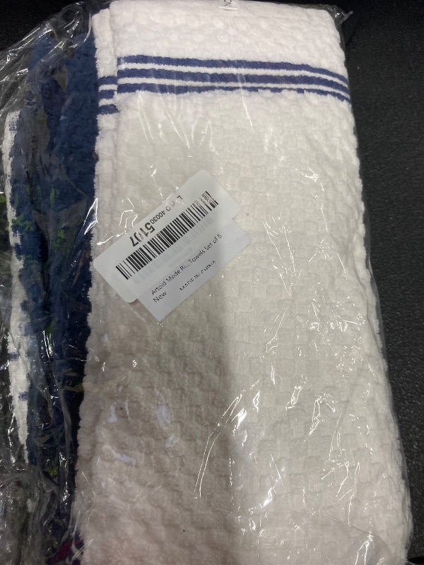 Photo 1 of ***MISSING ONE TOWEL***Artoid Mode Ring Spun Cotton Blue Kitchen Dish Towels, 15x25 Inch Ultra Soft Absorbent Quick Drying Household Cleaning Tea Towels Bar Towels Set of 6