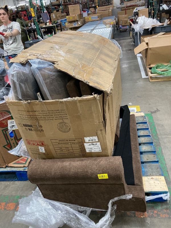 Photo 1 of ***This item is used, missing parts, and its functionality is unknown; therefore, it is non-refundable.***87" Sofa Couch, Comfy Extra Deep Seat 3 Seater Couch for Living Room with Soft Upholstered Round Arms,Free 2 Pillows,Brown