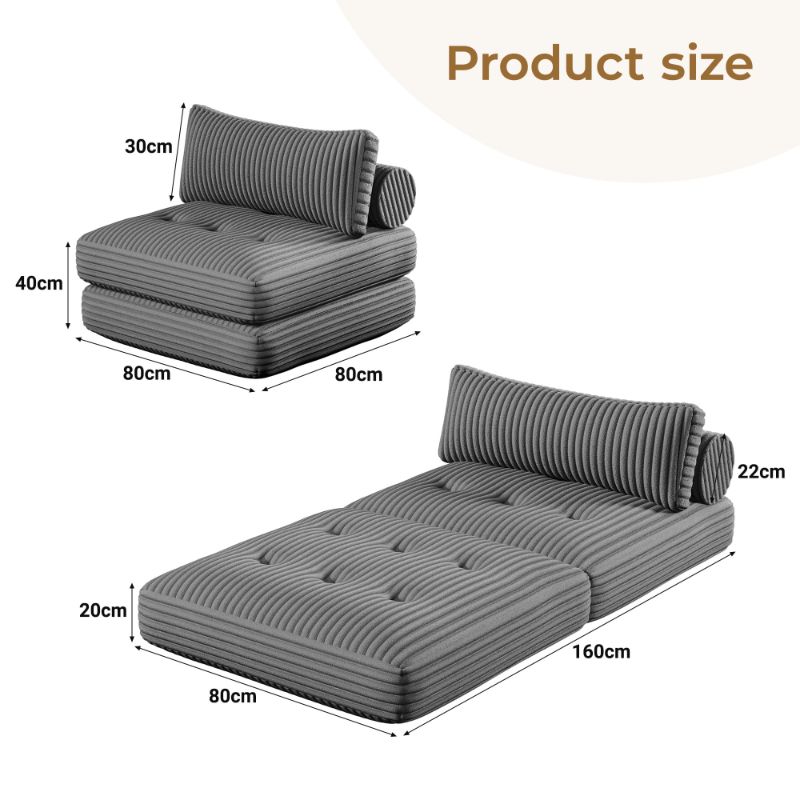 Photo 1 of ***
The piece of furniture is used; it's unknown if any parts are missing. It has some dirt on the top, and it's uncertain if it's fully functional.***Hero image 0 of Neche Corduroy Folding Sofa Bed, Convertible Sleeper Chair with Pillow Foldable Mattress