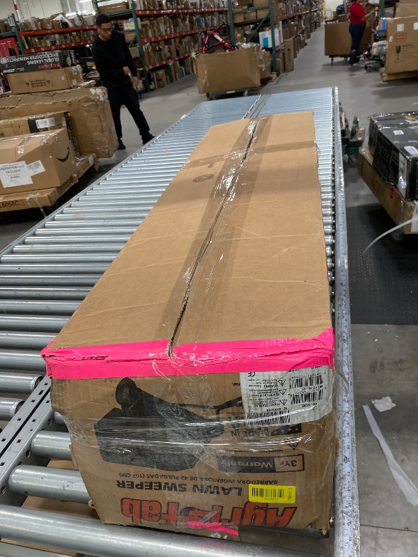 Photo 1 of ***It's used; it's unknown if it's missing parts and if it works 100%.***-Fab 45-0320 42" Tow-Behind Lawn Sweeper, 12 cu. ft Hopper Bag Capacity; Leaf & Grass Catcher, with Adjustable Brush Height and Easy to Use Dumping Rope