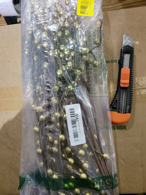 Photo 1 of 10 Pack Holly Berry Stem Picks, 14.4" Decorative Wire Berries Twig Stem Artificial Sprays for Christmas Tree Branches Fillers Decoration, Holiday Décor, Wreath Garland, Home DIY Crafts (10, Gold)