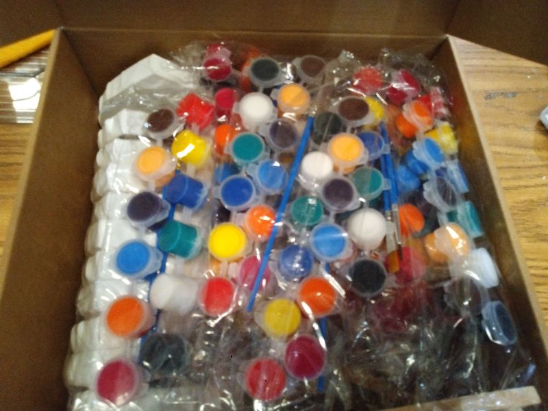 Photo 1 of 12 Sets Valentine's Day Mini Paint Set with Easel Canvas Color Palette DIY Valentines Gift for Valentine's Day Party Art Supplies Beginner Painting