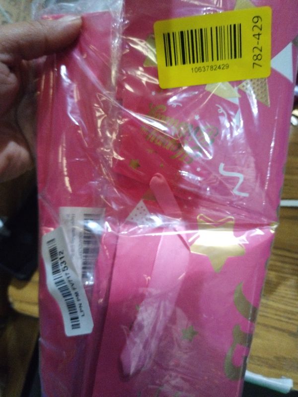 Photo 1 of 13” Pink Birthday Gift Bag with Tissue Paper and Greeting Card, Happy Birthday Gift Bags for Party, Hot Foil Stamping Design Gift Wrap Bags Decor for Women and Kids, 1 PCS, Medium Size