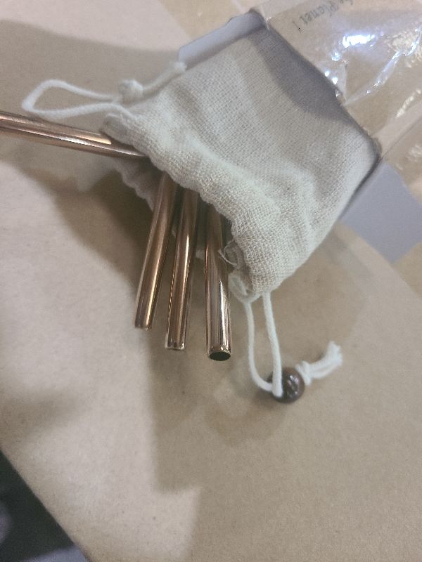 Photo 1 of 18 Piece Copper Stainless Steel Straws, 8.5 '' Reusable Rose Gold Drinking Straws,with Portable Pouch (8 Straight/8 Bent/2 Brushes)