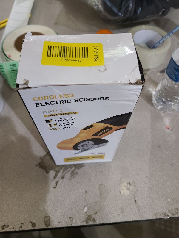 Photo 1 of 2026 New 3000mAh Cordless Electric Scissors, Cardboard Box Cutter with 4 Blades, Safety Lock & LED Light, Storage Box, 300RPM, 4.2V Electric Cutter for Fabric Carpet Carton Plastic Leather Cloth