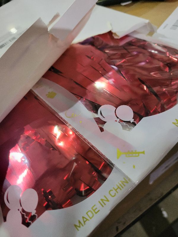 Photo 1 of 2 Pack Red Tinsel Backdrop, 3.28 FT x 7.05 FT Fringe Curtains, Red Foil Tinsel Party Streamer Backdrop Curtains for Valentines Day, Wedding Photo Backdrop Party Decorations for Wedding Anniversaries