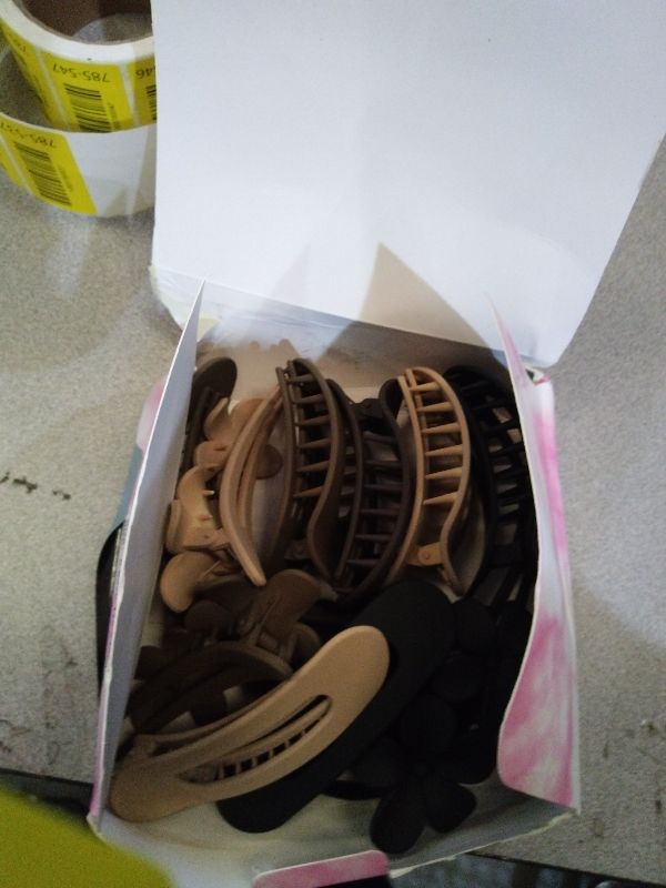 Photo 1 of 12 Pack Flat Hair Clips for Women-3 Styles Matte Neutral Flat Claw Clips, Black, Blonde,Light Brown & Dark Brown, French Duckbill Styling Accessories (Matte Neutral-5)