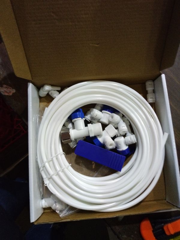Photo 1 of 1/4 Water Line, cnaodun with 1/4" OD 39.4ft Water Tubing Reverse Osmosis Quick Connect Fittings Push To Connect Water Tube Fittings for RO Water Filter