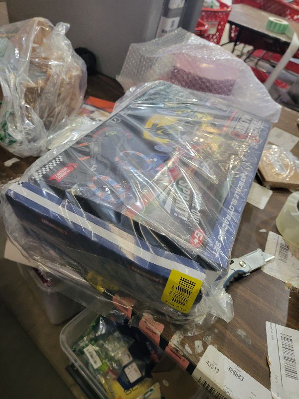 Photo 1 of 2-in-1 Slot Car Race Track Set with 4 High-Speed Cars, Electric Track, Dual Racing Game with 2 Controllers, Circular Overpass Design Featuring Flash Tracks. Toy Gift for Boys Kids Ages 4-6 6-8 8-12