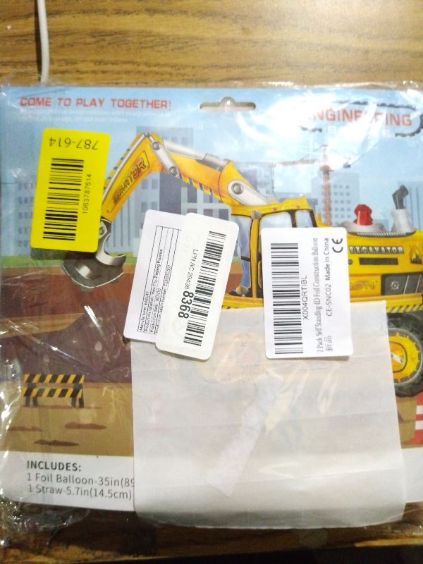 Photo 1 of ?2PCS Self Standing Construction Balloons 4D Excavator Mixer Truck Birthday Decorations, Heavy Duty Construction Themed Birthday Party Supplies for Kids Boys Birthday, Baby Shower (Construction)