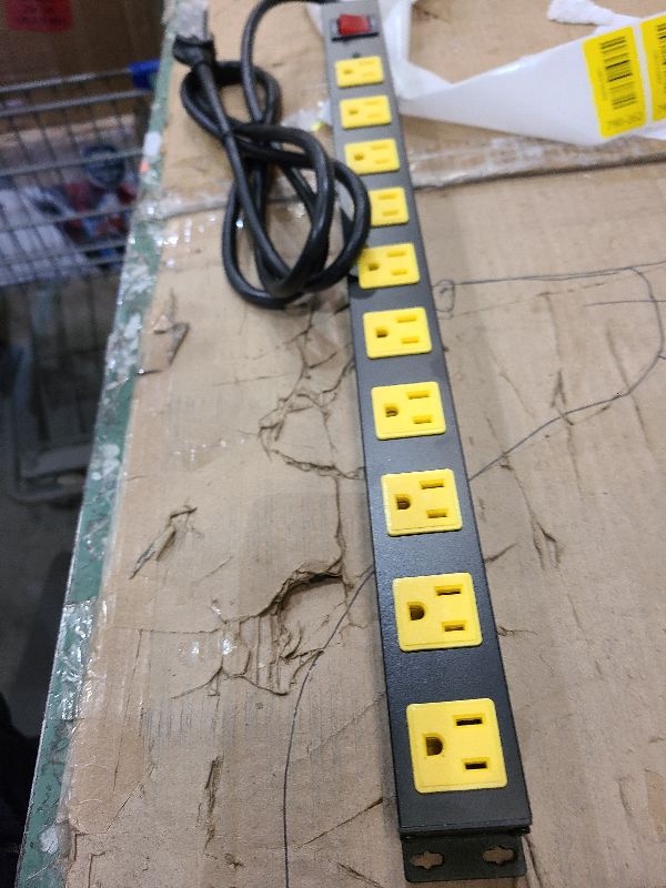 Photo 1 of 10 Outlet Metal Power Strip with 2100J Surge Protector, Heavy Duty 6FT Extension Cord, Wide Spaced Outlets and Wall Mount for Garage, Workshop, Industrial, Home, Ideal Gift for Father (6ft)