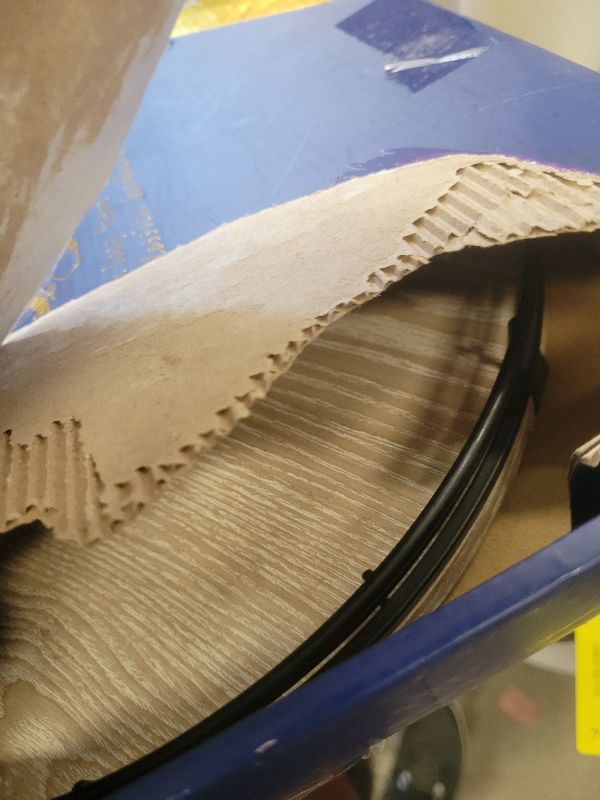 Photo 1 of 12" Farmhouse Lazy Susan for Kitchen & Coffee Table Decor – Rustic Whitewashed Wood Tray with Black Metal Frame, Decorative Centerpiece for Dining Room, Ottoman, Living Room, Serving or Vanity Use