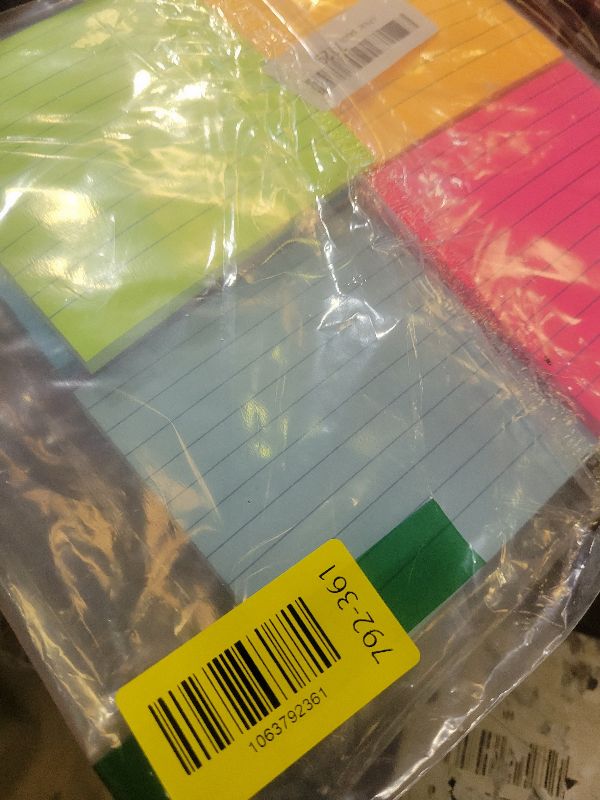Photo 1 of (8 Pack) Lined Sticky Notes 4x4 Bright Stickies Colorful Super Sticking Power Memo Pads, 8 Colors, Strong Adhesive