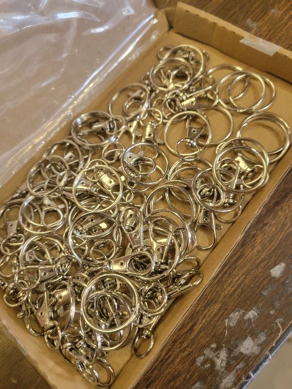 Photo 1 of 100PCS Premium Swivel Snap Hooks with Key Rings,Metal Lanyard Keychain Hooks Lobster Clasps for Key Jewelry DIY Crafts 1.25inches/32mm(50 Pcs Lanyard Snap Hooks+50 Pcs Key Rings)