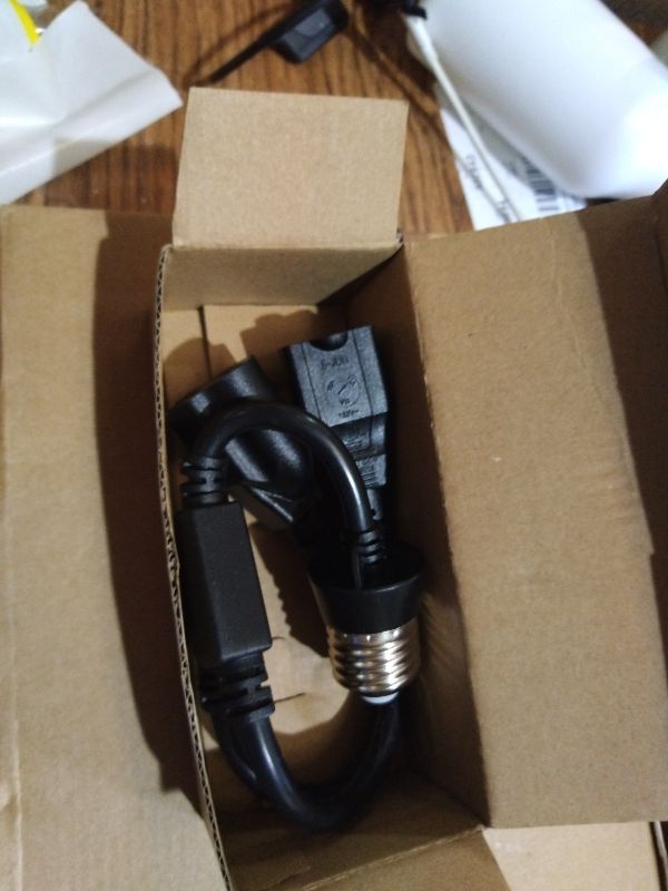Photo 1 of 1 Pcs 2 in 1 Light Socket to Plug Adapter, Convert E26/E27 Bulb Socket to 2 Pieces 3 Prong Outlet with Extension Cord, Flexible Light Bulb Socket Converter Suitable for Porch Patio Garage Use (Black)