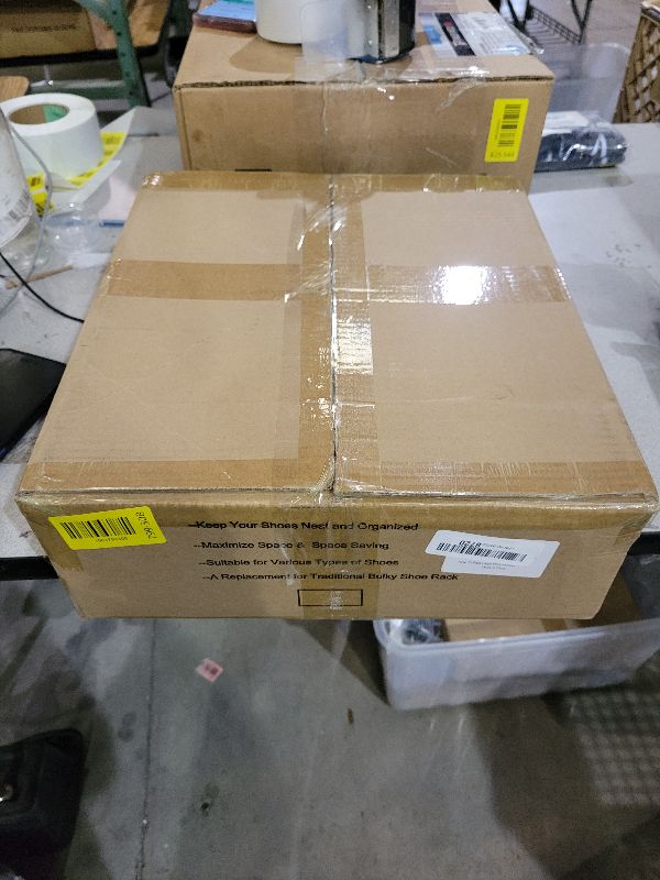 Photo 1 of 12 Pack Large Modular Clear Plastic Stackable Shoe Storage Organizer for Closet, Space Saving Versatile Sneaker Shoe Rack Containers Bins Holders, Portable Closet Organizers and Storage, White