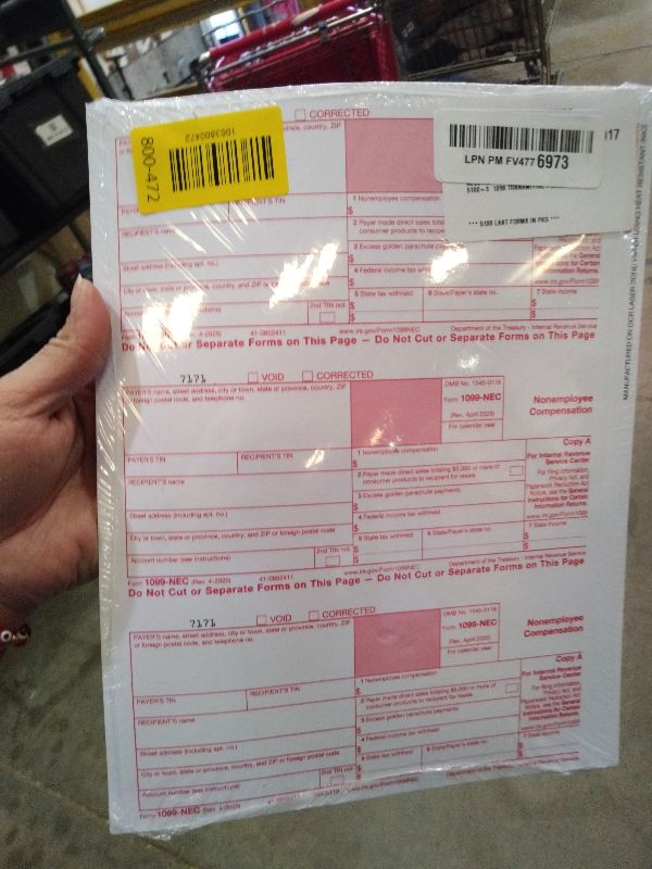 Photo 1 of 1099 NEC Forms 2025, 50 Pack 3 Part Laser Tax Forms Kit Pack of Federal/State Copy's, 1096's. Great for QuickBooks and Accounting Software, 2025, 1099-NEC 50 Pack